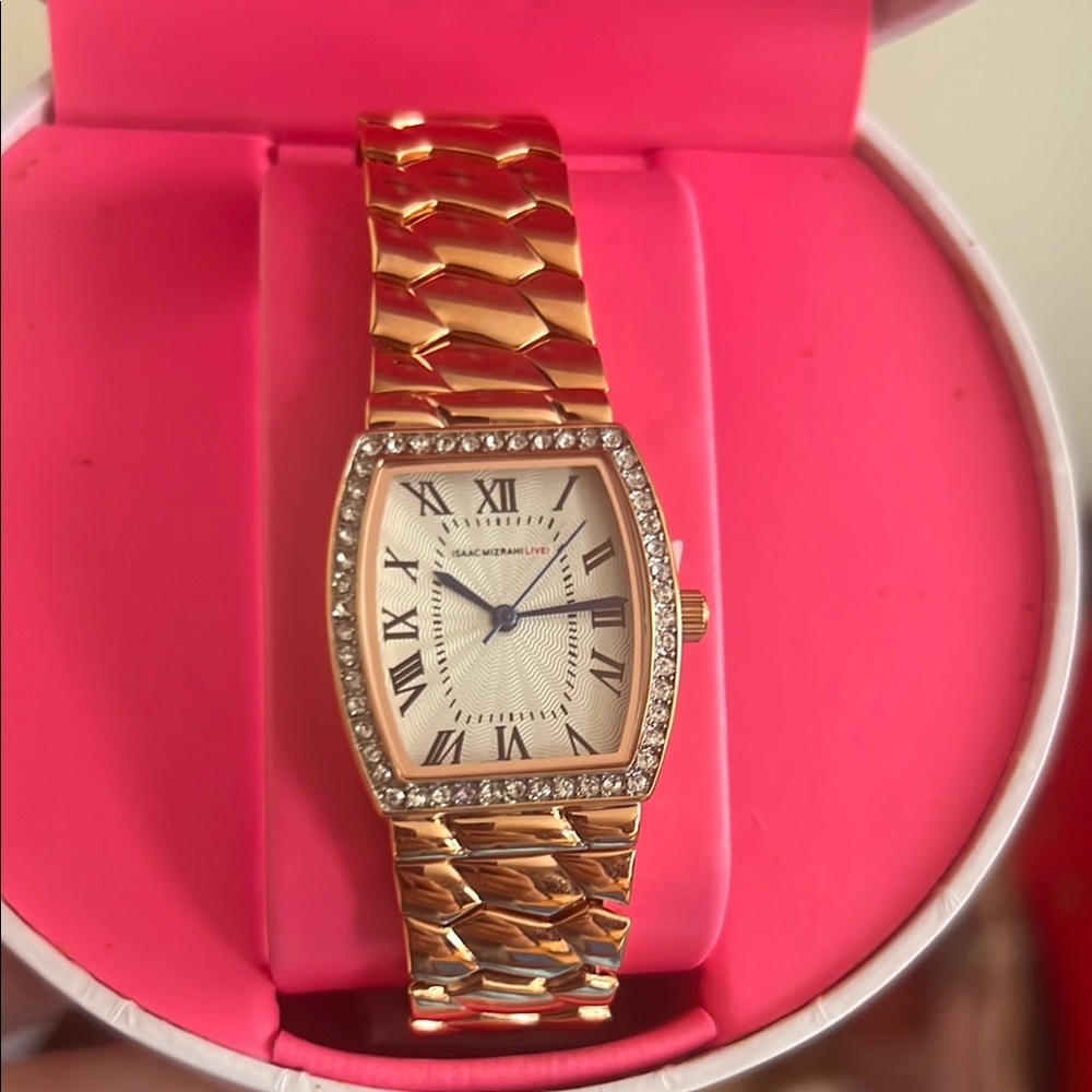Isaac Mizrahi Gold Women's Watch with Crystal Accents
